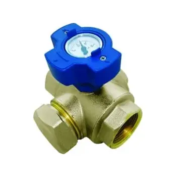 Stavebniny Herz Kulový kohout HERZ multifunkční s modrým ovladačem Dimenze: DN20, PN: 25, #1241502: Kulový kohout HERZ multifunkční s modrým ovladačem