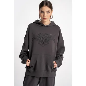 Dívčí mikina Reporter Young | Dívčí tmavě šedá mikina s kapucí a potiskem křídel - Barva TMAVĚ ŠEDÁ, Velikost 146/152 251-0551G-11-190-1