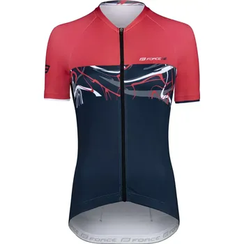 cyklistický dres FORCE Dres FORCE ART Lady, krátký rukáv, tm. modrá/červená velikost XL