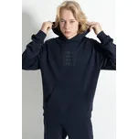 Reporter Young | Chlapecká tmavě modrá mikina s kapucí a potiskem ‚INSANE/CRAZY‘ na hrudi - Barva TMAVĚ MODRÁ, Velikost 164 243-0551B-13-480-1