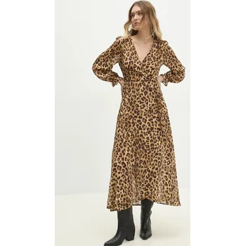 Dámské šaty Šaty s hedvábím Answear.LAB béžová barva, maxi M2150.hos 80X, vel. S