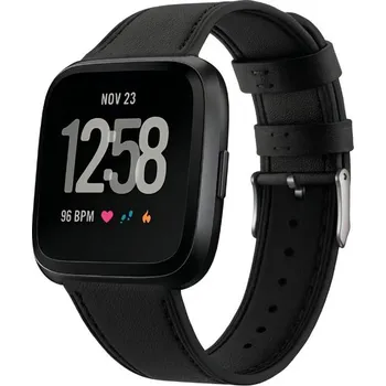 Ostatní příslušenství k chytrým hodinkám eses Kožený řemínek pro Fitbit Versa - Černý