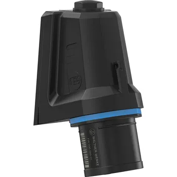 Elektrická vidlice WALTHER FW710306SK CEE Nástěnná přívodka šikmá NEO, 16A 3P 230V 6h, IP54, se šroubovým připojením, černá/modrá