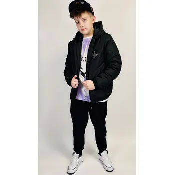 Reporter Young | Chlapecká černá zimní prošívaná bunda s nášivkou „FEARLESS“ - Barva ČERNÁ, Velikost 176 243-0880B-02-100-1