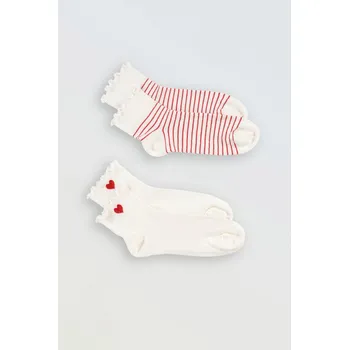 Reporter Young | Dívčí ponožky se srdcem a ozdobným volánem – 2-PACK - Barva VÍCEBAREVNÁ, Velikost 31/33 251-0995G-15-210-1