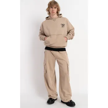 Reporter Young | Chlapecké béžové WIDE-LEG tepláky s kapsami na nohavicích - Barva BÉŽOVÁ, Velikost 158 251-0117B-18-210-1