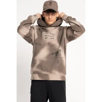 Chlapecká mikina Reporter Young | Chlapecká hnědá mikina s kapucí a celoplošným potiskem - Barva HNĚDÁ, Velikost 164 251-0551B-17-900-1