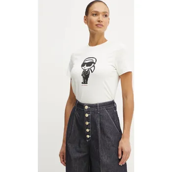 Pánské tričko Bavlněné tričko Karl Lagerfeld IKON SKETCH A1W17126 béžová 01X, vel. XL