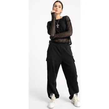 Reporter Young | Dívčí černé tepláky s našitými kapsami - Barva ČERNÁ, Velikost 170 251-0117G-17-100-1