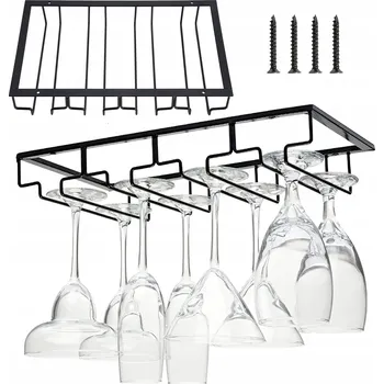 Stojan na víno STOJAN NA VÍNO SKLENIČKY, OBRÁCENÝ, KOVANÉ ŽELEZO, ZÁVĚSNÝ DRŽÁK NA VĚŠÁK