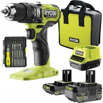 Vrtačka RYOBI AKU VRTAČKA + Nabíječka + 4Ah + 2Ah + Sada bitů 59 ks