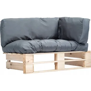 Zahradní pohovka Shumee Zahradní pohovka z palet s polštáři, šedá borovice