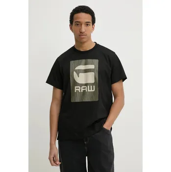 Pánské tričko Bavlněné tričko G-Star černá barva, s potiskem, D26478-C336 D26478.C336 99X, vel. S