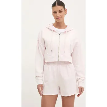Dámská mikina Bavlněná mikina Dkny dámská, růžová barva, s kapucí, hladká, DP5J9578 03X, vel. XL
