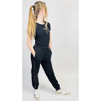 Reporter Young | Dívčí černé tepláky s holografickým potiskem na nohavici - Barva ČERNÁ, Velikost 158 243-0117G-17-100-1