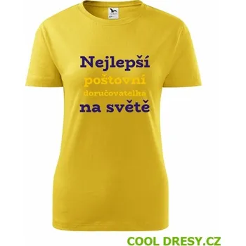 Dámské tričko Dámské tričko nejlepší poštovní doručovatelka - Barva: žlutá, Velikost L