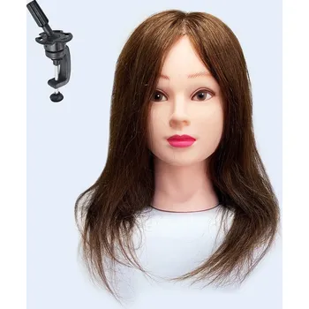 Salon Komplet Cvičná hlava Y3003 přírodní vlasy 35-40cm se stojánkem