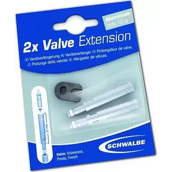 Duše na kolo Schwalbe Nástavec Schwalbe 17mm stříbrný pro galuskové ventilky 2ks