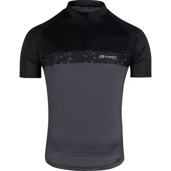 cyklistický dres FORCE Force ROCK pánský dres krátký rukáv, šedá/černá velikost L