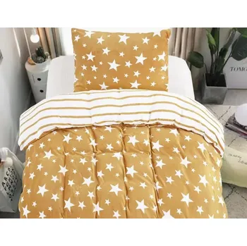 Povlečení Novinka 2025 ! POVLEČENÍ MIKROPLYŠ NA 2 POSTELE 70x90/140x200cm - HVĚZDY A PRUHY - BÉŽOVÉ + PROSTĚRADLO ZDARMA !