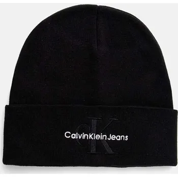 Čepice Bavlněná čepice Calvin Klein Jeans černá barva, z husté pleteniny, K50K512460 99X, vel. ONE SIZE