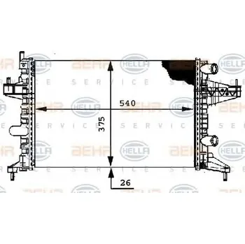 Chladič motoru BEHR HELLA SERVICE Chladič vody BHS 8MK 376 714-341