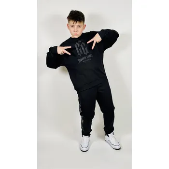 Chlapecká mikina Reporter Young | Chlapecká černá mikina bez kapuce s potiskem „GG“ - Barva ČERNÁ, Velikost 152 243-0550B-45-100-1