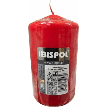 Svíčka Svíčka válec BISPOL Aura 50H 12CM SW70/120 ČERVENÁ