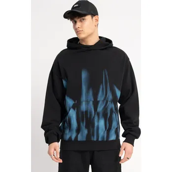 Chlapecká mikina Reporter Young | Chlapecká černá mikina s kapucí a originálním modrým potiskem - Barva ČERNÁ, Velikost 176 251-0551B-09-100-1