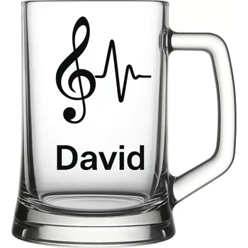 Sklenice Půllitr s pískovaným motivem hudby (Půllitr pro sportovce s pískovaným motivem hudby)