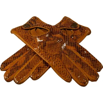 Rukavice BOHEMIA GLOVES Lesklé elegantní rukavice se vzorem hadiny Barva: Rezavá, Velikost: 6,5