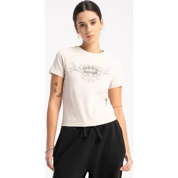 Reporter Young | Dívčí béžová halenka s potiskem „YOU ARE ENOUGH“ a kamínky - Barva BÉŽOVÁ, Velikost 152 251-0440G-12-220-1