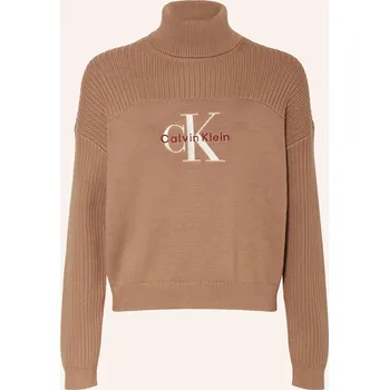 Dámský svetr Calvin Klein Dívčí Svetr S Rolákem, béžová, 152