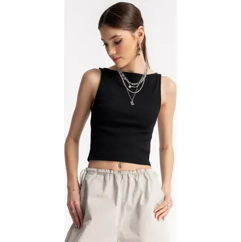 Dívčí tričko Reporter Young | Dívčí černý vypasovaný lodičkový CROP TOP - Barva ČERNÁ, Velikost 158 251-0445G-24-100-1