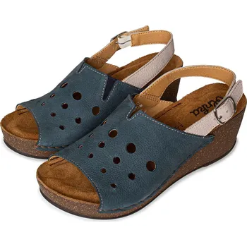 Dámské sandále Vlnka Dámské kožené sandály na klínku Valerie modrá velikost obuv dospělí 40