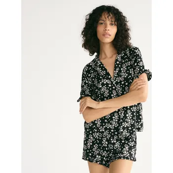 Dámské pyžamo Reserved - Dvoudílné pyžamo s viskózou - černý - 037EY-99X - 037EY-99X-L