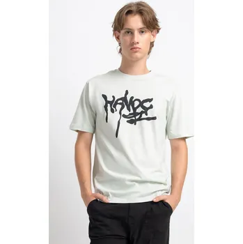 Reporter Young | Chlapecké světle zelené tričko s potiskem „HANDS“ - Barva ZELENÁ, Velikost 170 243-0440B-62-500-1