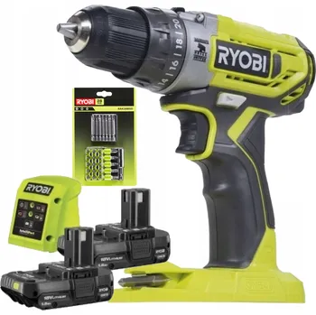 Aku vrtačka Ryobi 18V 2x1,5Ah nabíječka + 28dílná sada bitů