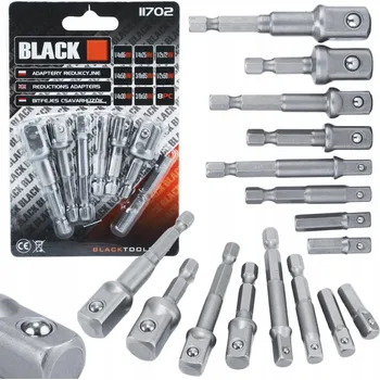 Klíč REDUKCE ADAPTÉRY PRO ŠROUBOVÁK SADY NÁSTRČNÝCH KLÍČŮ 1/4 3/8 1/2 BLACK