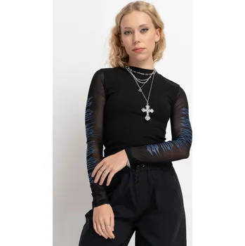 Dívčí tričko Reporter Young | Dívčí černé tričko s průhlednými síťovanými rukávy - Barva ČERNÁ, Velikost 164 251-0442G-06-100-1