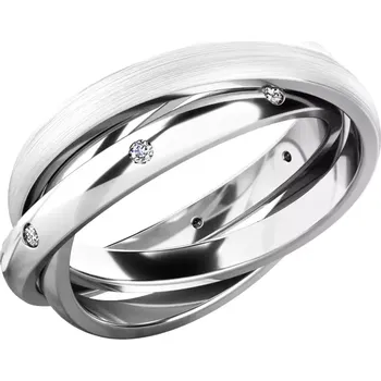 Prsten Dámský prsten přírodní diamant 0.120 ct G/SI - tři kroužky 61075-DIA velikost 48