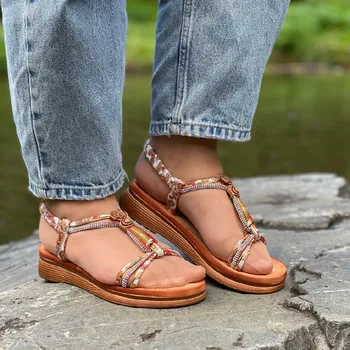 Dámské sandále Dámské sandály oranžové SP13-2 Velikost: 38