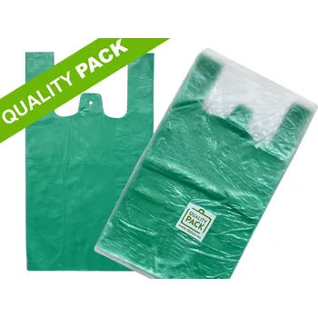 Jednorázové nádobí Taška HDPE 10kg 30+18x55cm 14mi zelená QUALITY PACK PREMIUM - 2000 ks