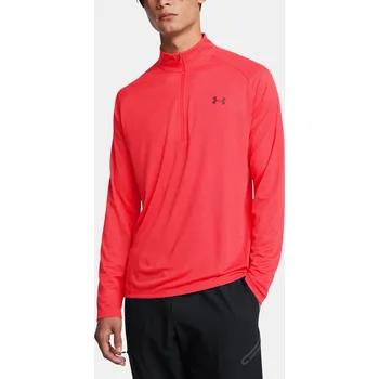 Pánské tričko Pánské tričko Under Armour UA Tech Textured 1/2 Zip- 1382797-713 Červená LG