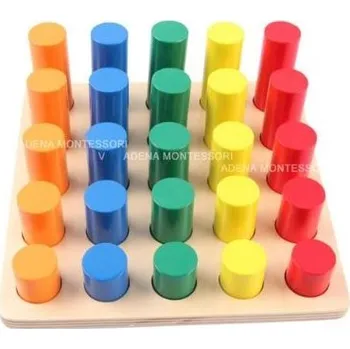 Dřevěná hračka ADENA MONTESSORI Barevné vkládací válečky
