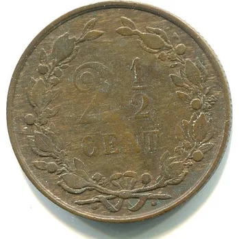 NIZOZEMÍ. 2 1/2 cent 1883. KM-108