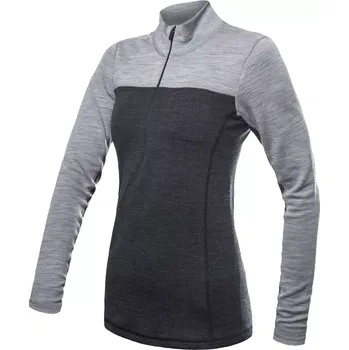 Dámské oblečení Sensor Dámské triko s dlouhým rukávem Sensor Merino Bold, zip, cool gray/anthracite velikost L