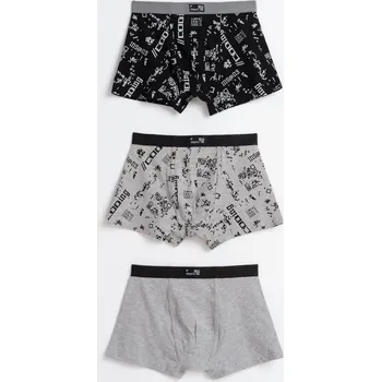 Chlapecké spodní prádlo Reporter Young | Chlapecké černošedé boxerky s potisky 3-PACK - Barva ŠEDÁ, Velikost 170/176 243-0999B-22-900-1