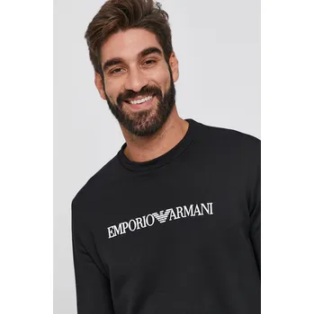 Pánská mikina Mikina Emporio Armani pánská, černá barva, s potiskem, 8N1MR6 1JRIZ 8N1MR6.1JRIZ 99A, vel. L