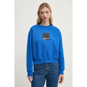 Dámská mikina Bavlněná mikina Karl Lagerfeld Jeans dámská, modrá barva, s potiskem, A1W20006 55X, vel. S